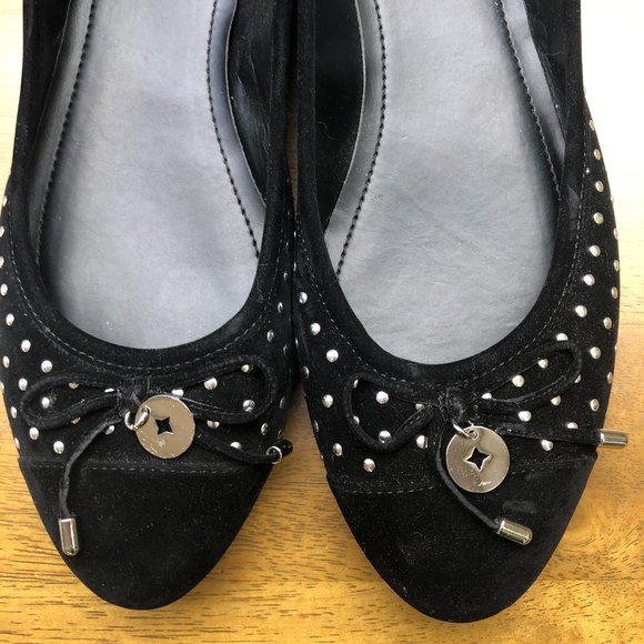 BCBGeneration Suede Black Ballet Flats Studded - Picture 2 of 7